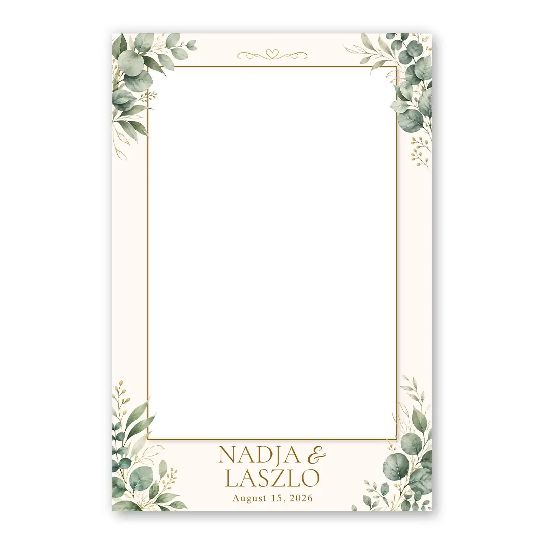 Golden Eucalyptus Wedding photo booth template PF layout