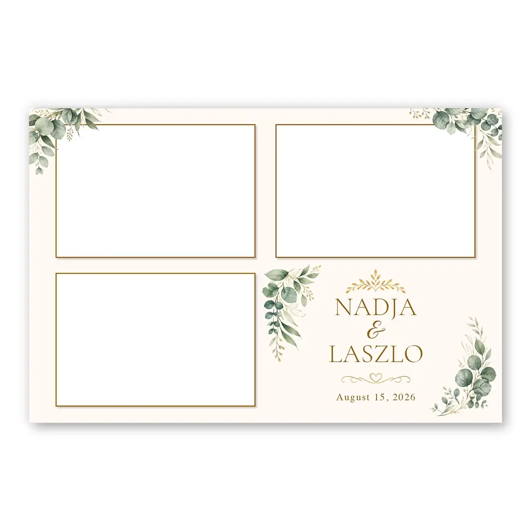 Golden Eucalyptus Wedding photo booth template L3L layout