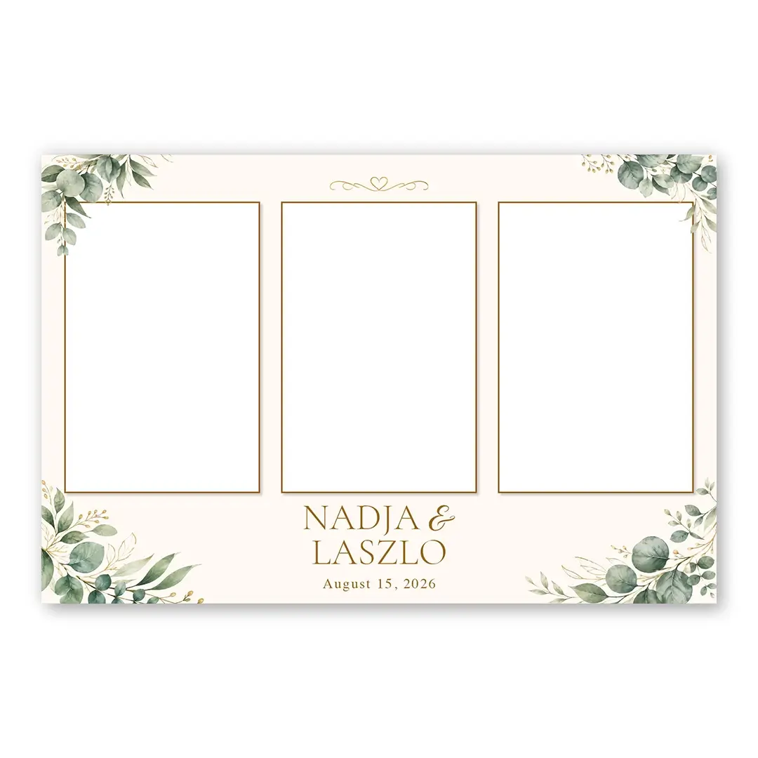 Golden Eucalyptus Wedding photo booth template L3P layout