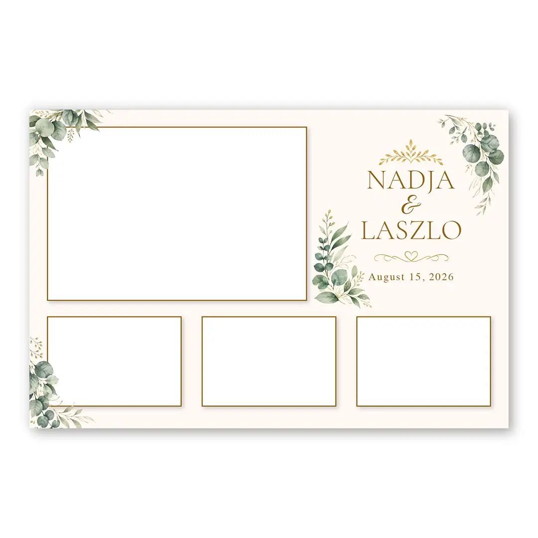 Golden Eucalyptus Wedding photo booth template L4L layout