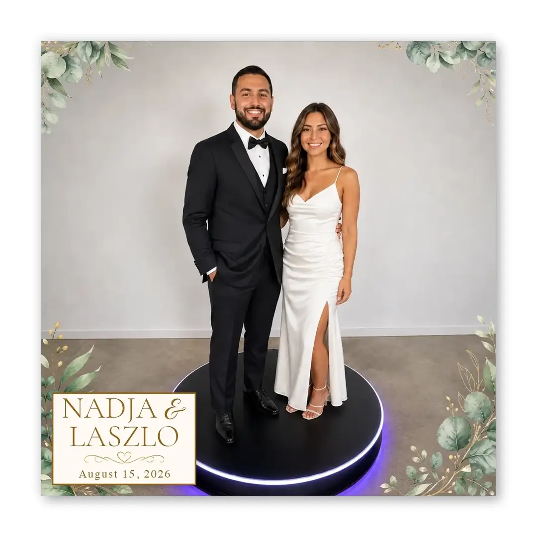 Golden Eucalyptus Wedding photo booth template 360 layout