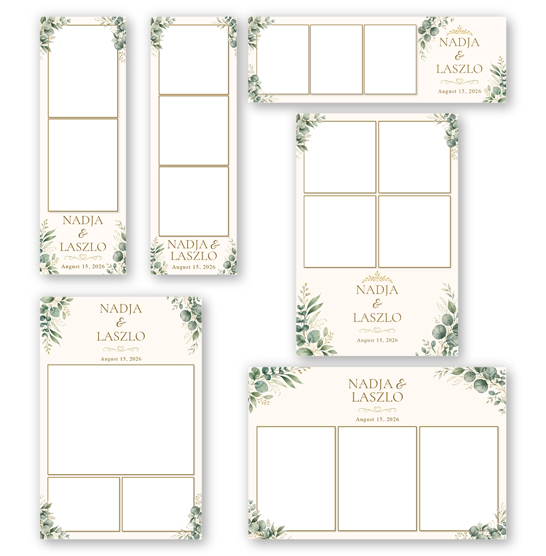 Golden Eucalyptus Wedding photo booth template additional layouts layout