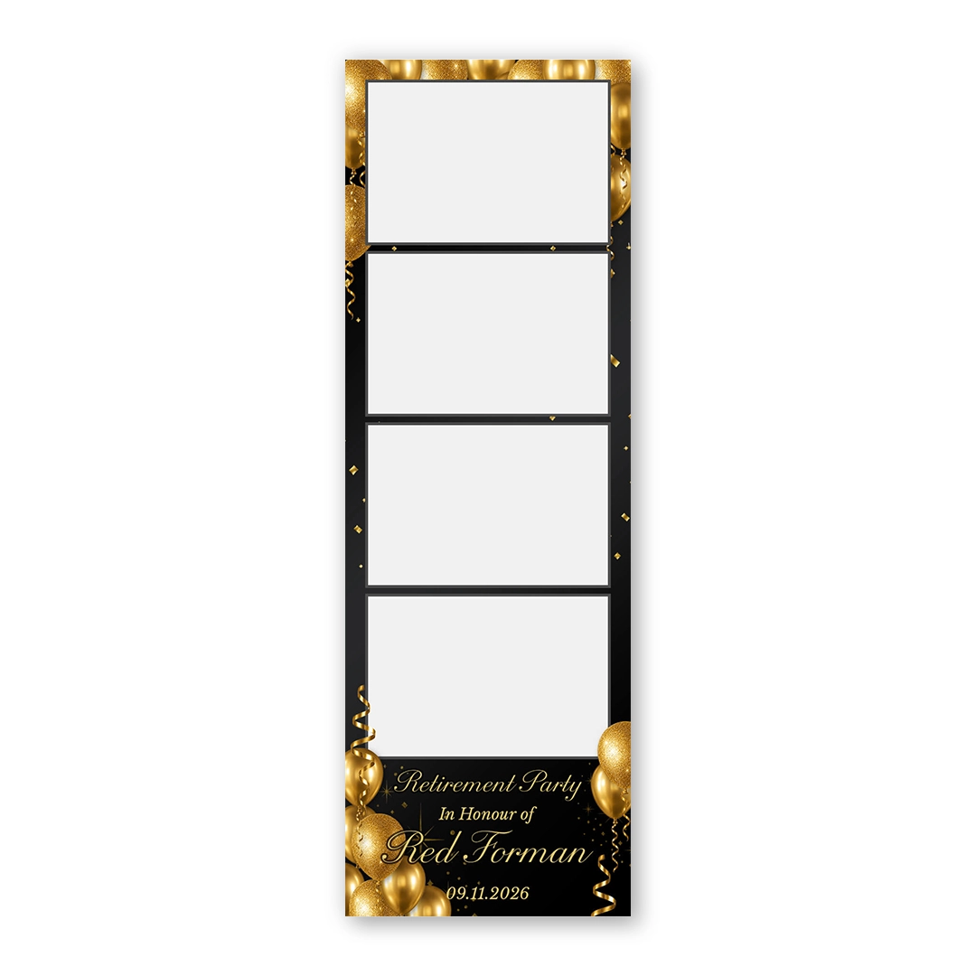 Black & Gold Retirement photo booth template S4L layout
