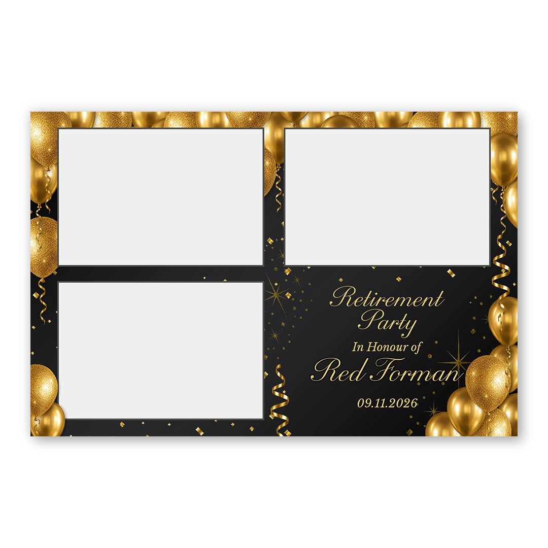 Black & Gold Retirement photo booth template L3L layout