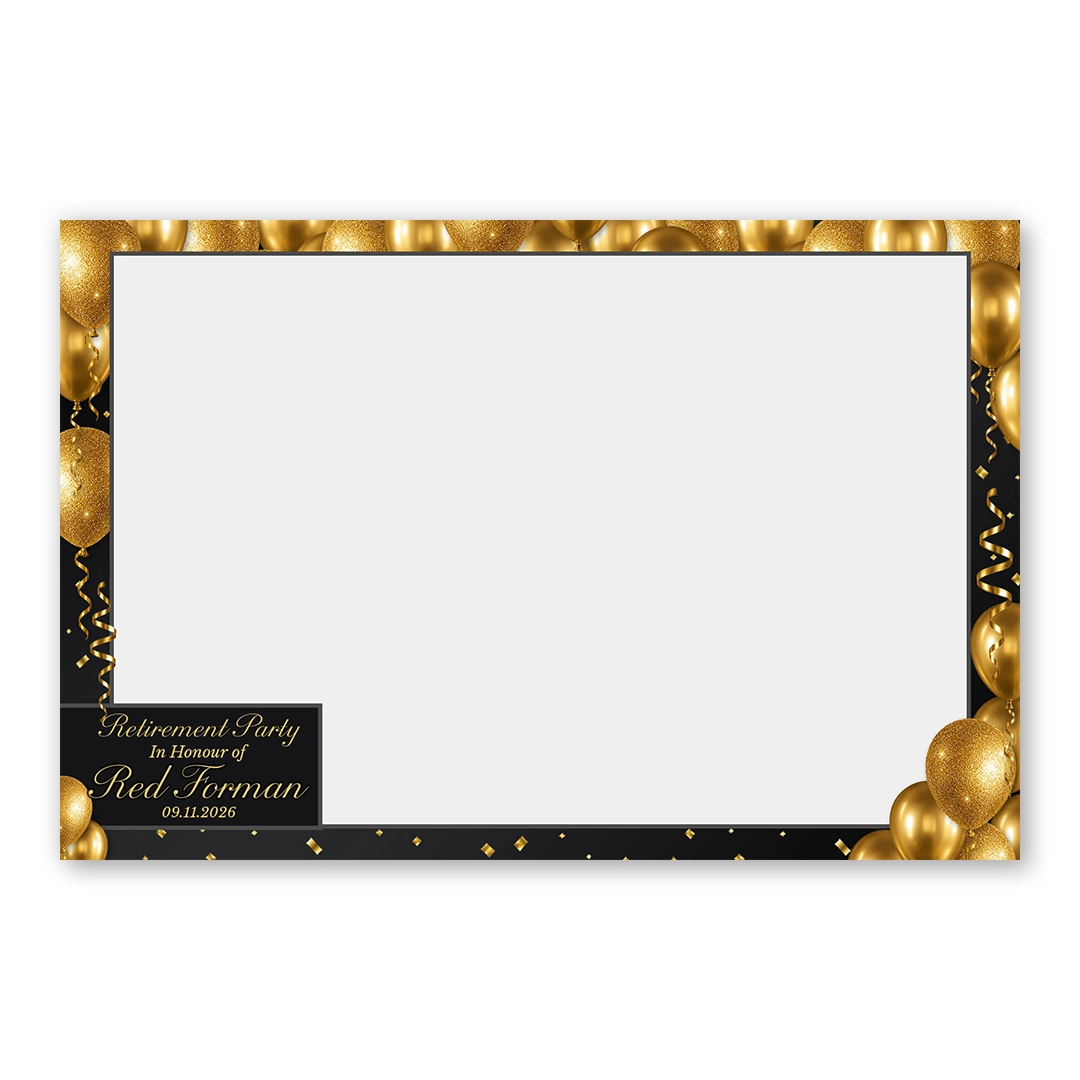Black & Gold Retirement photo booth template LF layout