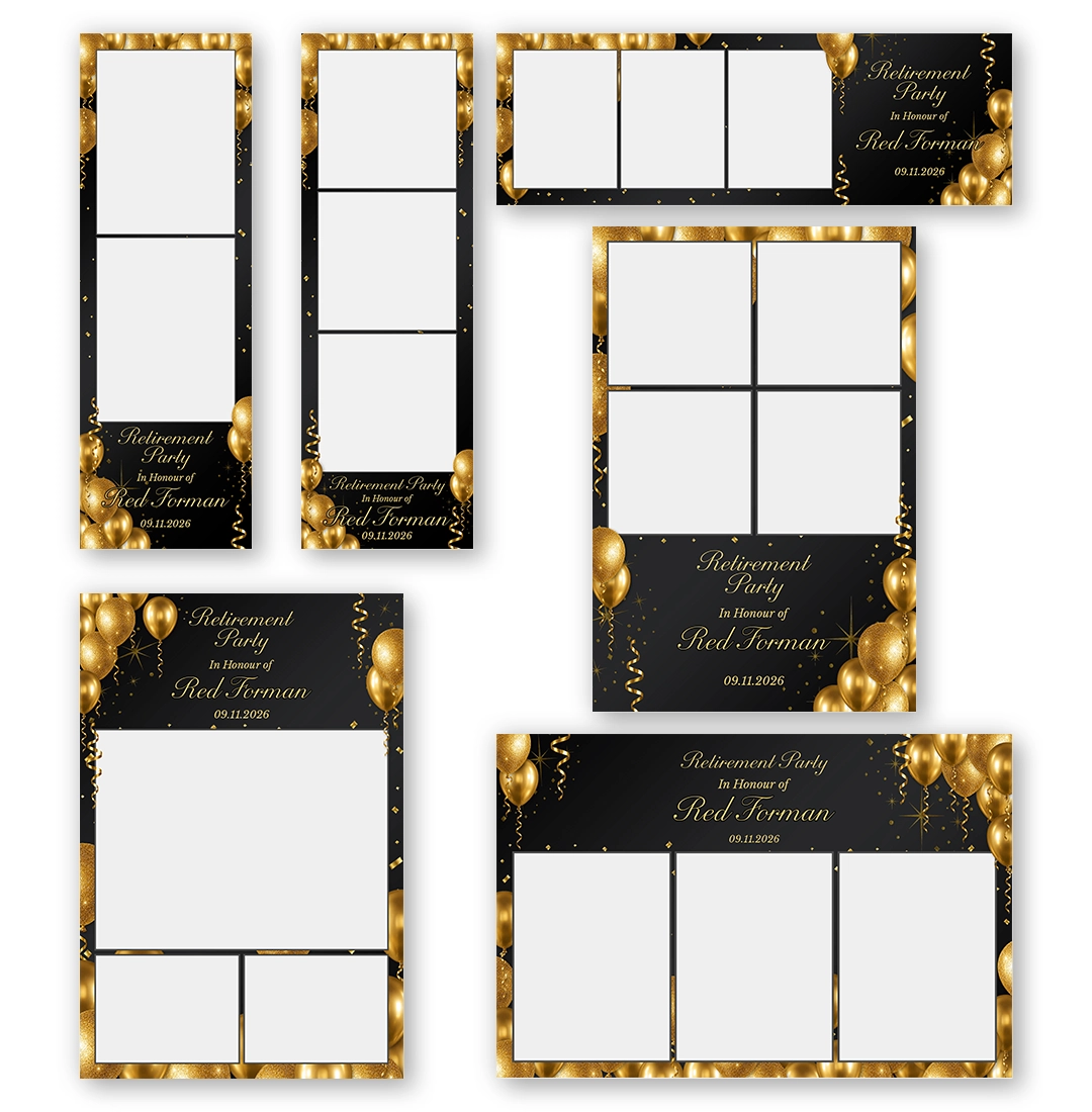 Black & Gold Retirement photo booth template additional layouts layout
