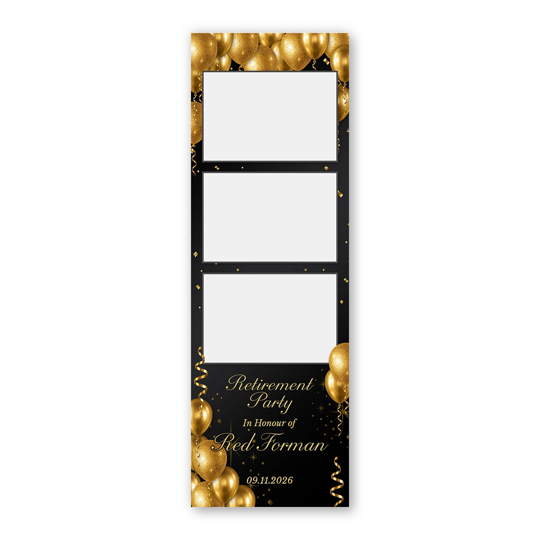 Black & Gold Retirement photo booth template S3L layout