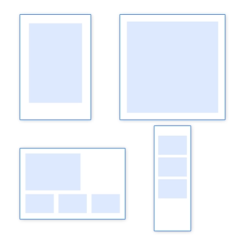 Matching photo booth template layouts in portrait, landscape, square and strip formats