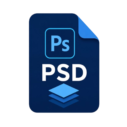 Layered Photoshop PSD file icon for editable photo booth templates