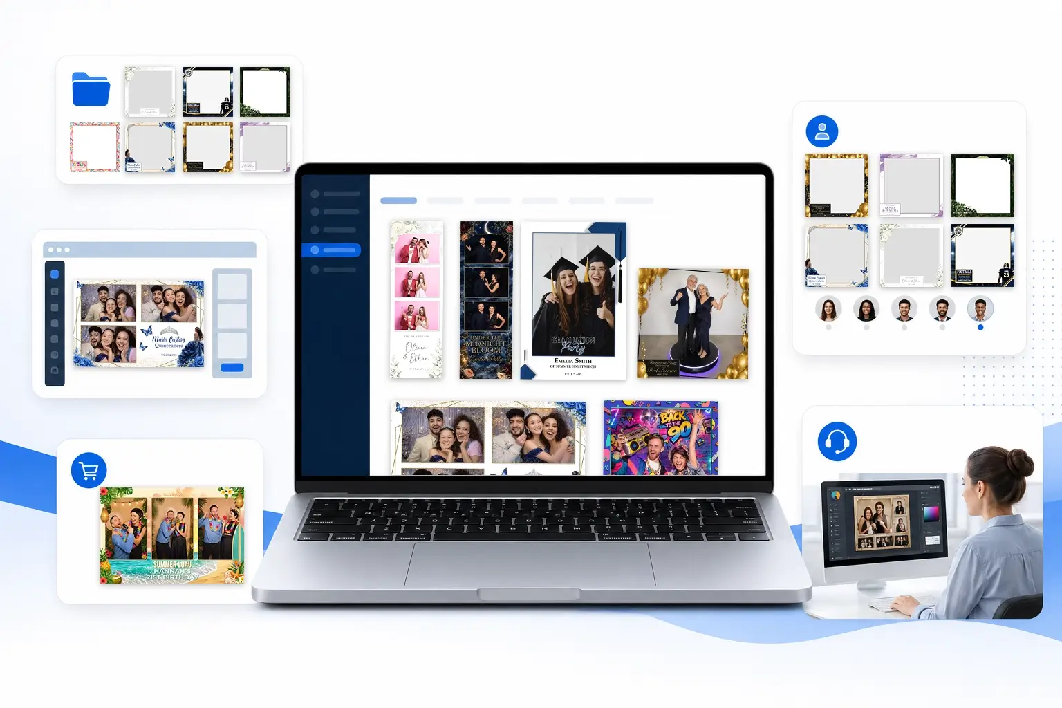 Best photo booth template websites displayed as template options on a laptop