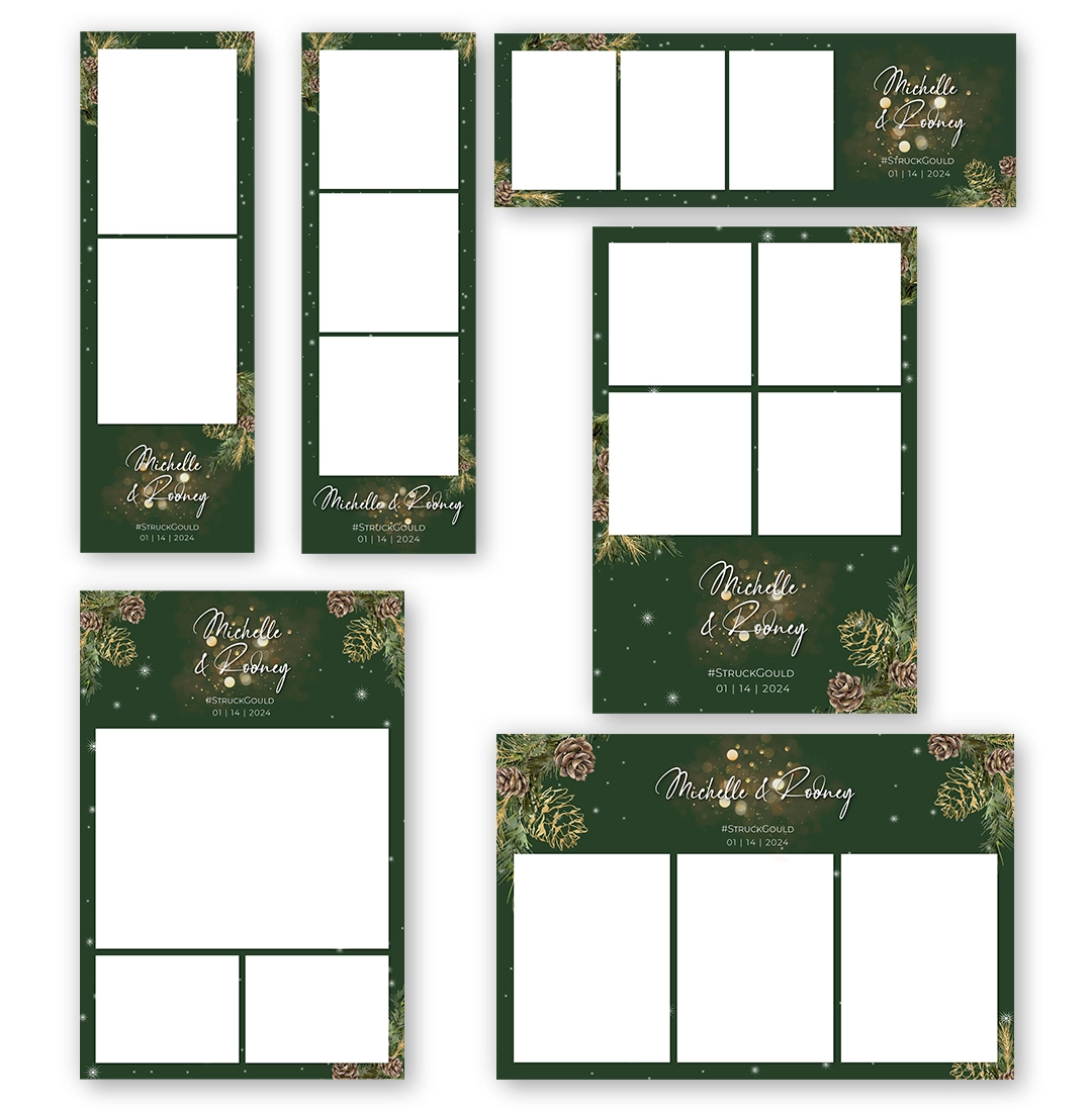 Green Xmas photo booth template More