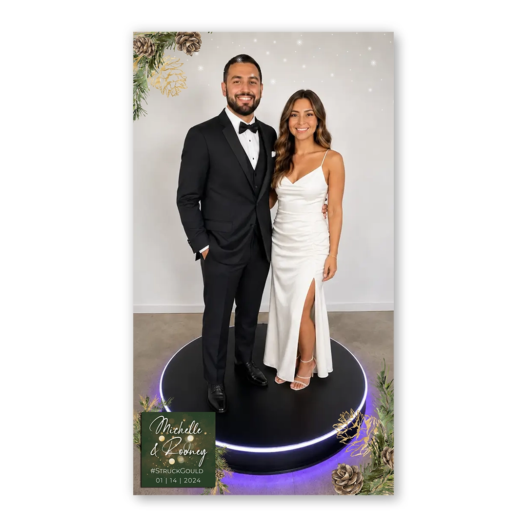 Green Xmas photo booth template 360P