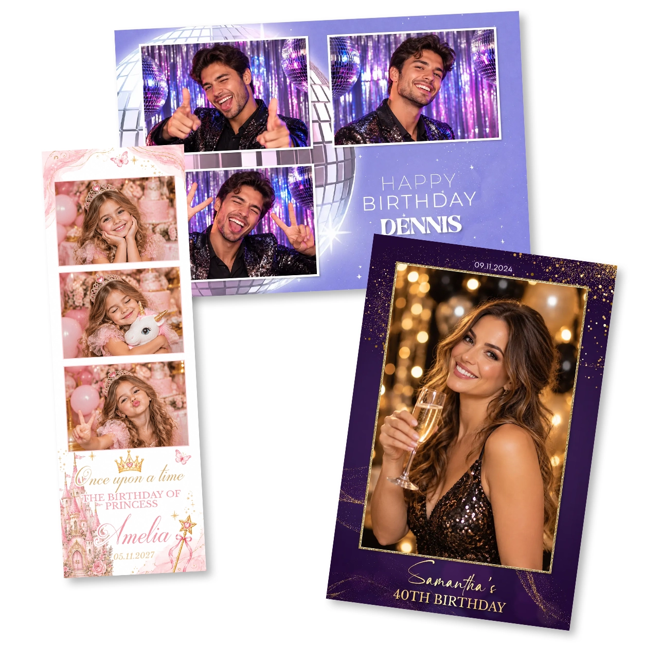 Birthdays photo booth template examples